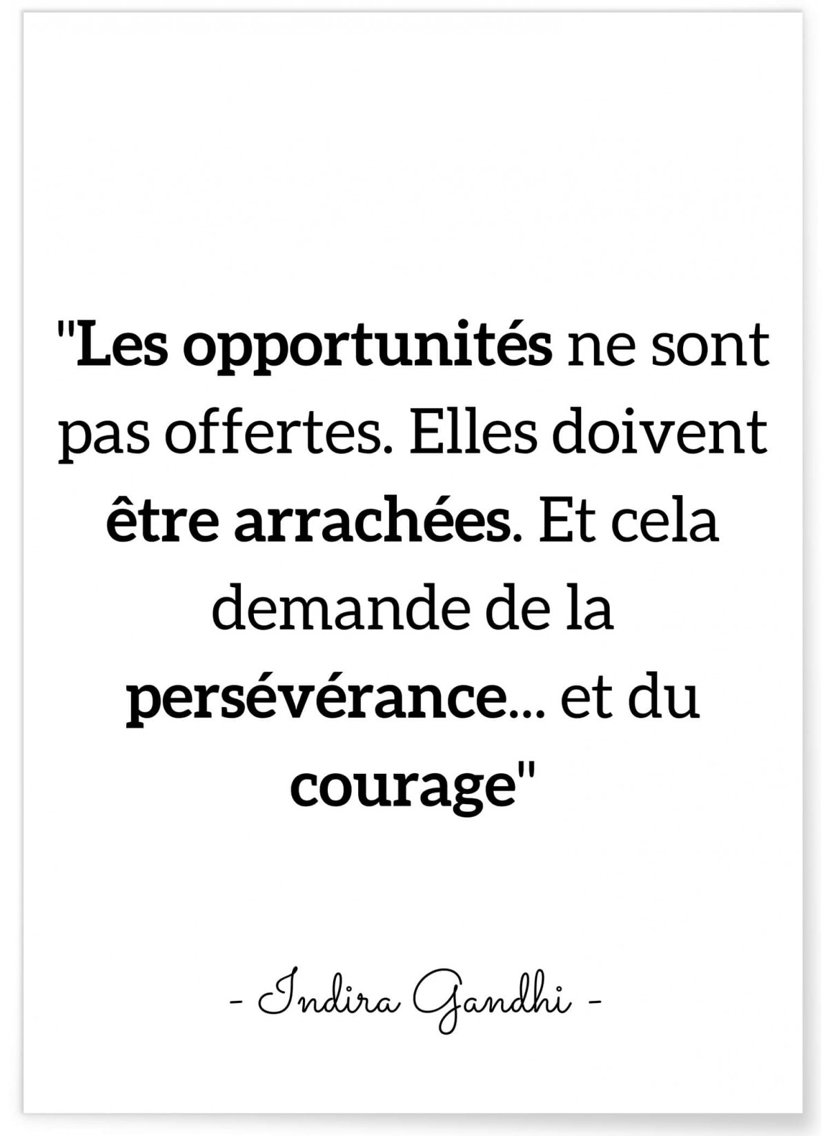Affiche citation Indira Gandhi 'Les opportunités...', L'AFFICHERIE