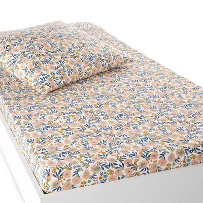 Ohara Floral 100% Cotton Percale 200 Thread Count Child's Fitted Sheet LA REDOUTE INTERIEURS
