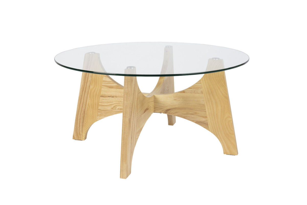 Table basse en bois avec plateau en verre - KOBE, MATHI DESIGN