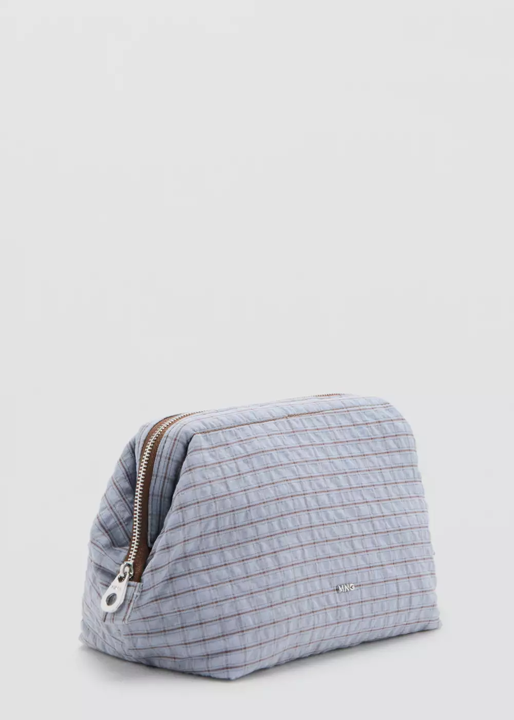 Trousse de toilette à carreaux en coton, MANGO