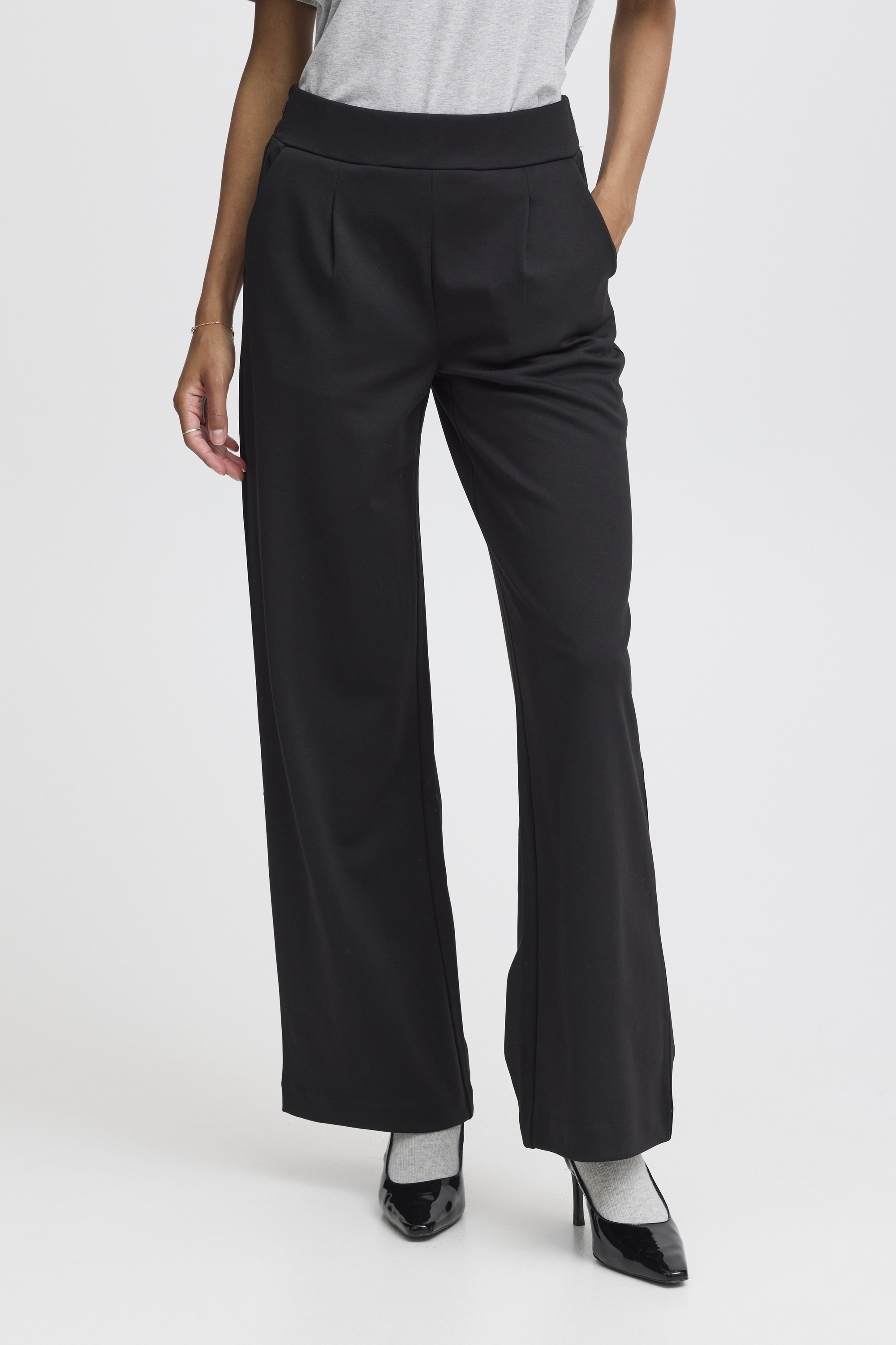 Pantalon coupe droite, jambes larges, taille haute, B.YOUNG