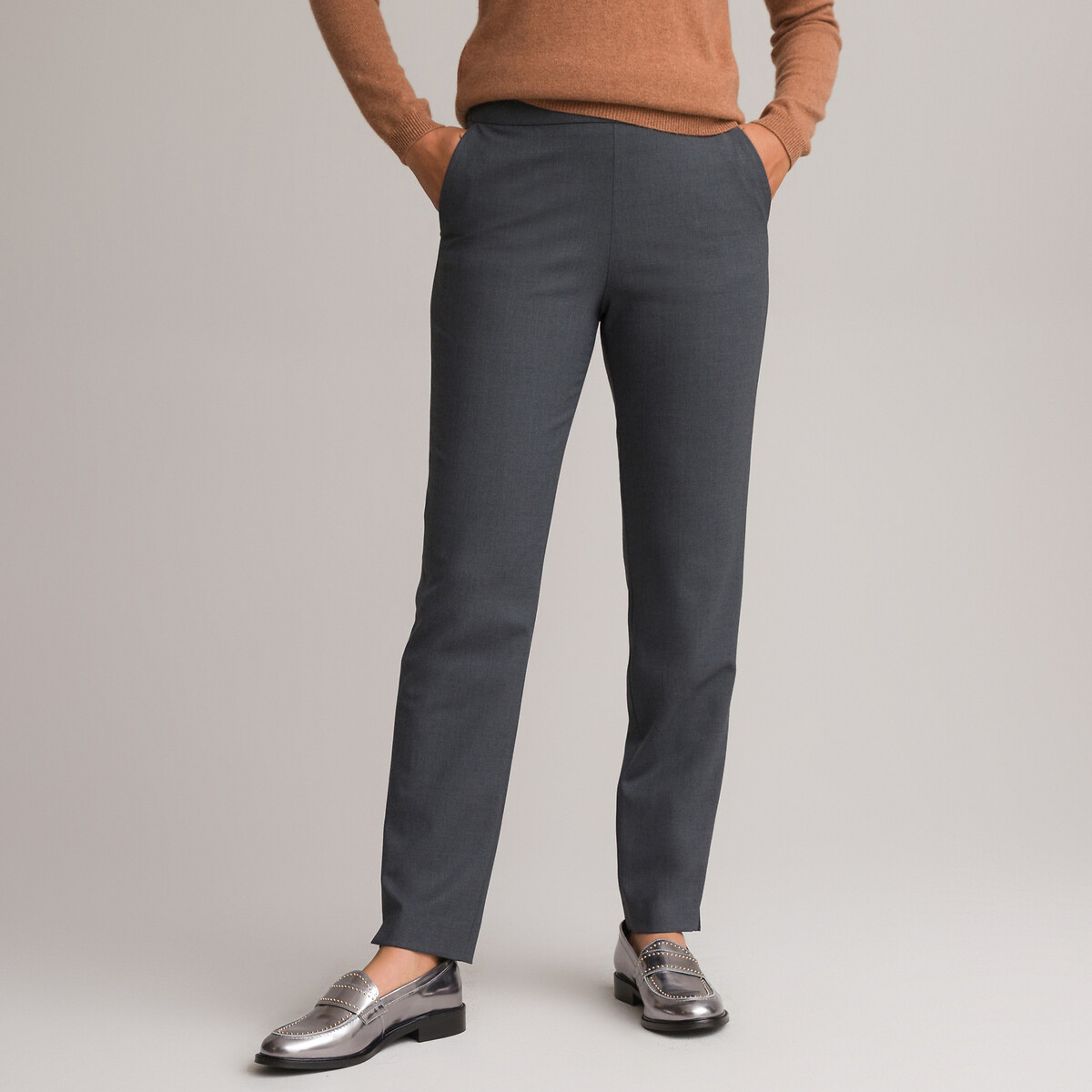 Image of Wool Mix Peg Trousers, Length 29.5"