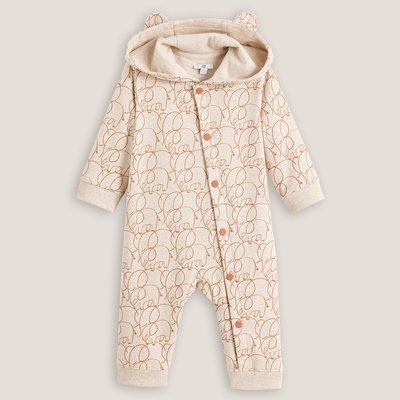 Cotton Fleece All-in-One in Elephant Print LA REDOUTE COLLECTIONS