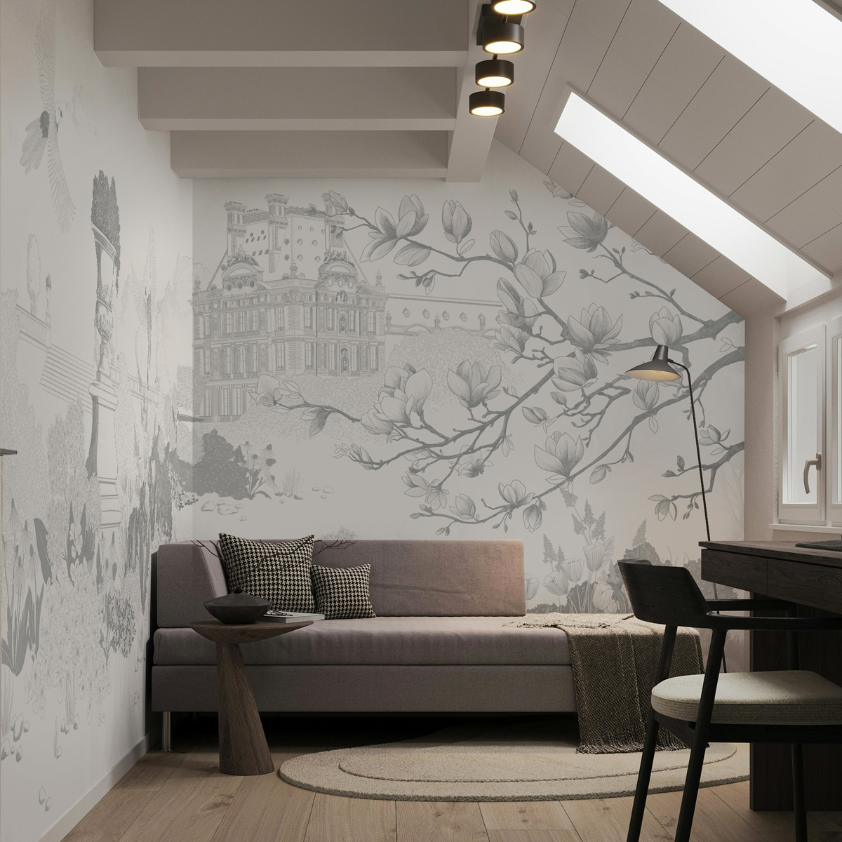 Papier peint Jardin Parisien, Vert 525 x 250cm, ACTE DECO