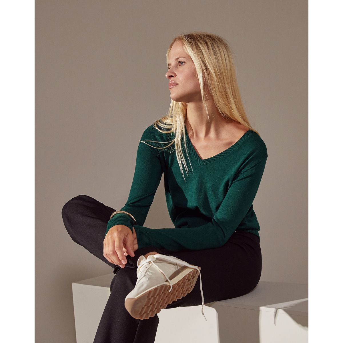 Pull vert fonc femme laine La Redoute