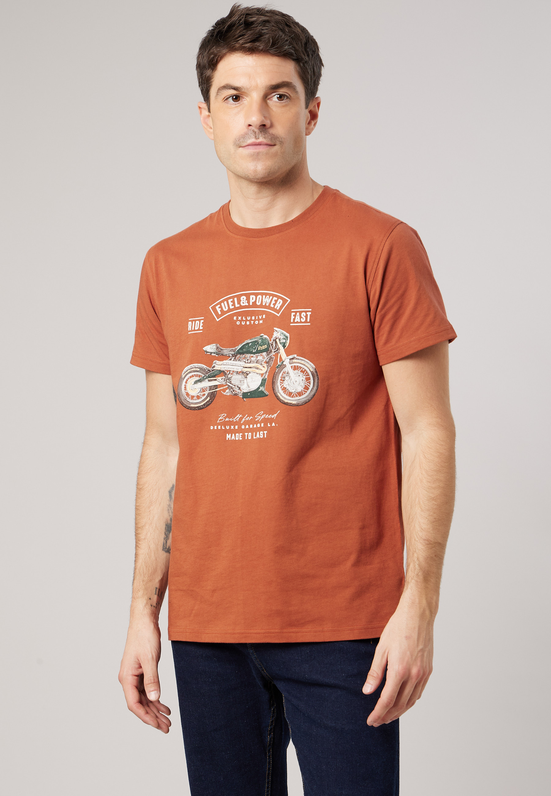 T-shirt regular homme en jersey 100% coton imprimé moto vintage AVENUE, DEELUXE