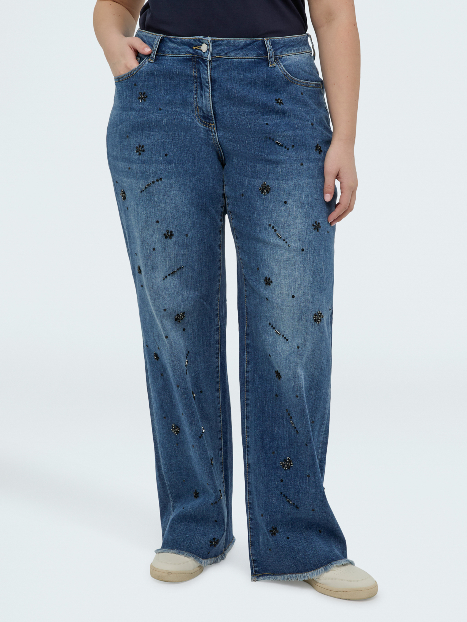 Jean Straight Leg avec applications décoratives, FIORELLA RUBINO