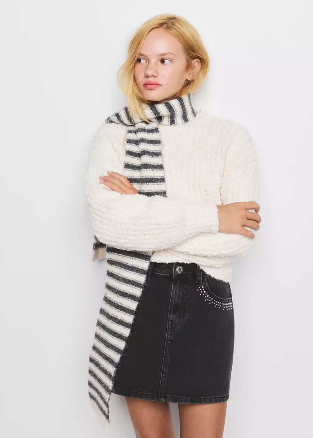 Jupe en jean ornée de strass, MANGO KIDS