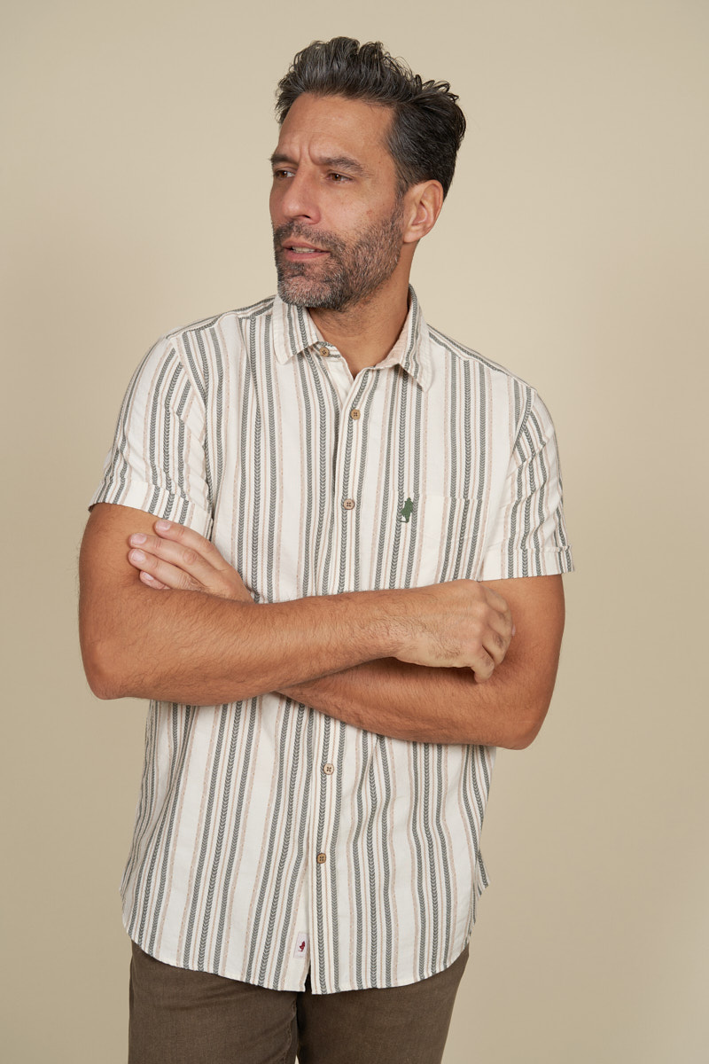Chemise manche courte à rayure jacquard, MCS