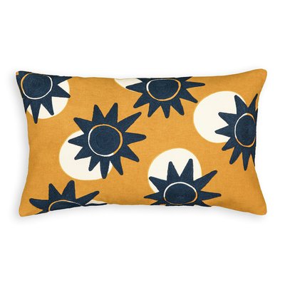 Azur Embroidered Sun 100% Cotton Rectangular Cushion Cover LA REDOUTE INTERIEURS