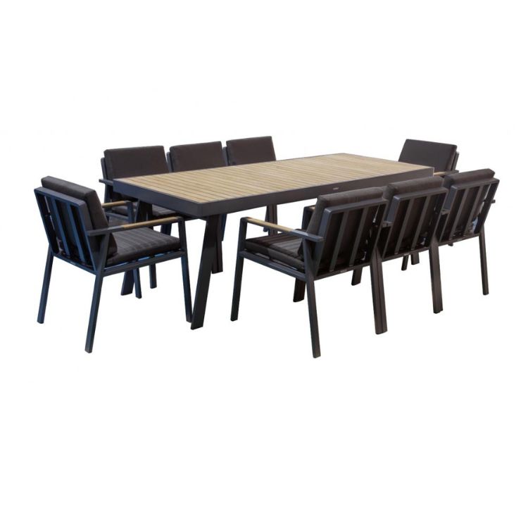 Ensemble repas en aluminium et teck, NOFFY, AU JARDIN DE CHLOÉ