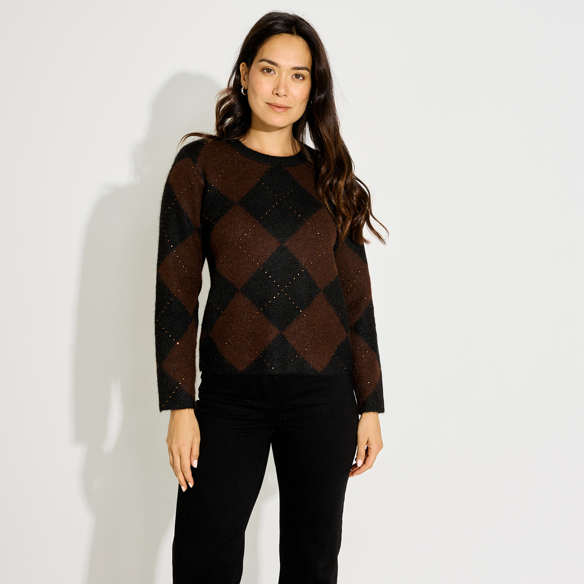 Pull motif jacquard strass, GRAIN DE MALICE