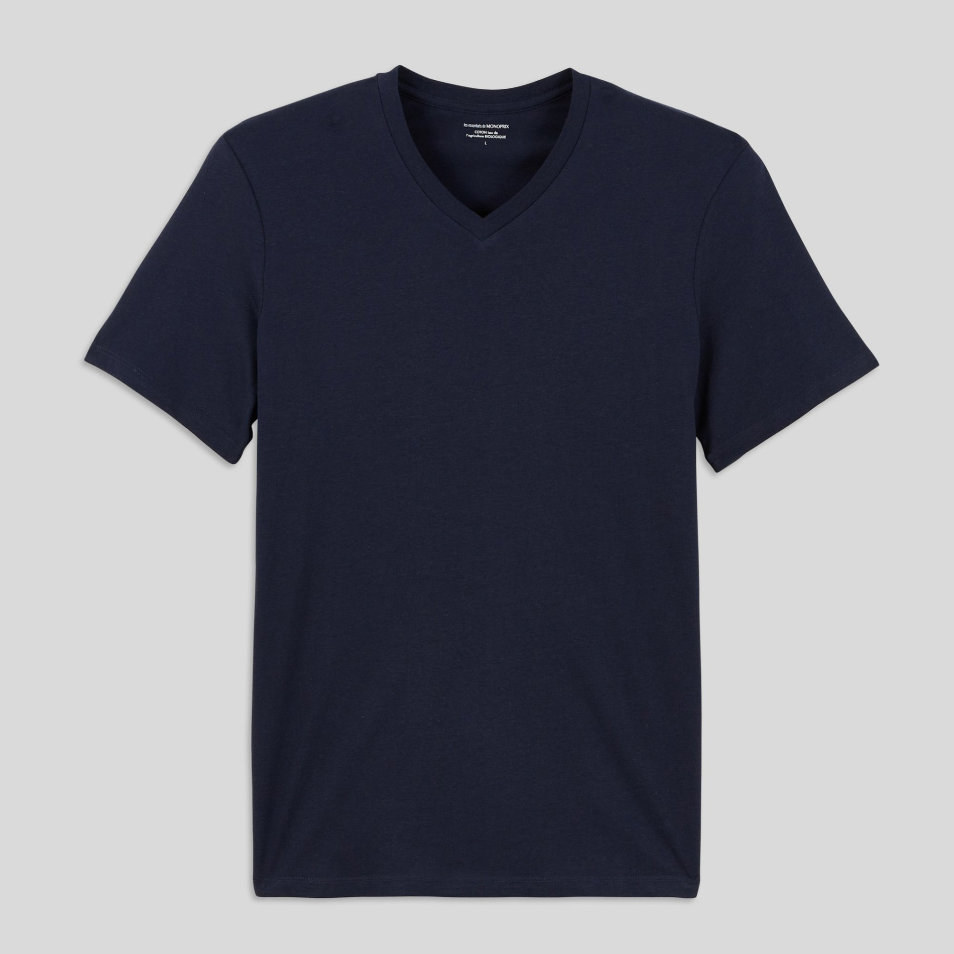 T-shirt manches courtes col v en coton BIO GOTS, MONOPRIX