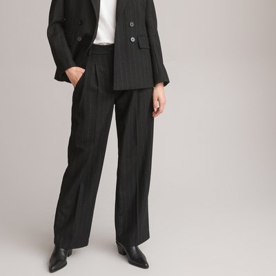 Recycled Wide Leg Trousers in Tennis Stripes with Pleat Front LA REDOUTE COLLECTIONS