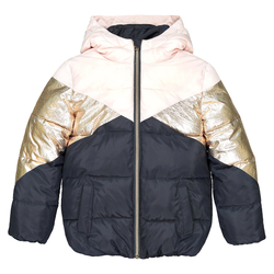 Chaqueta corta acolchada con capucha tricolor, 3-12 años