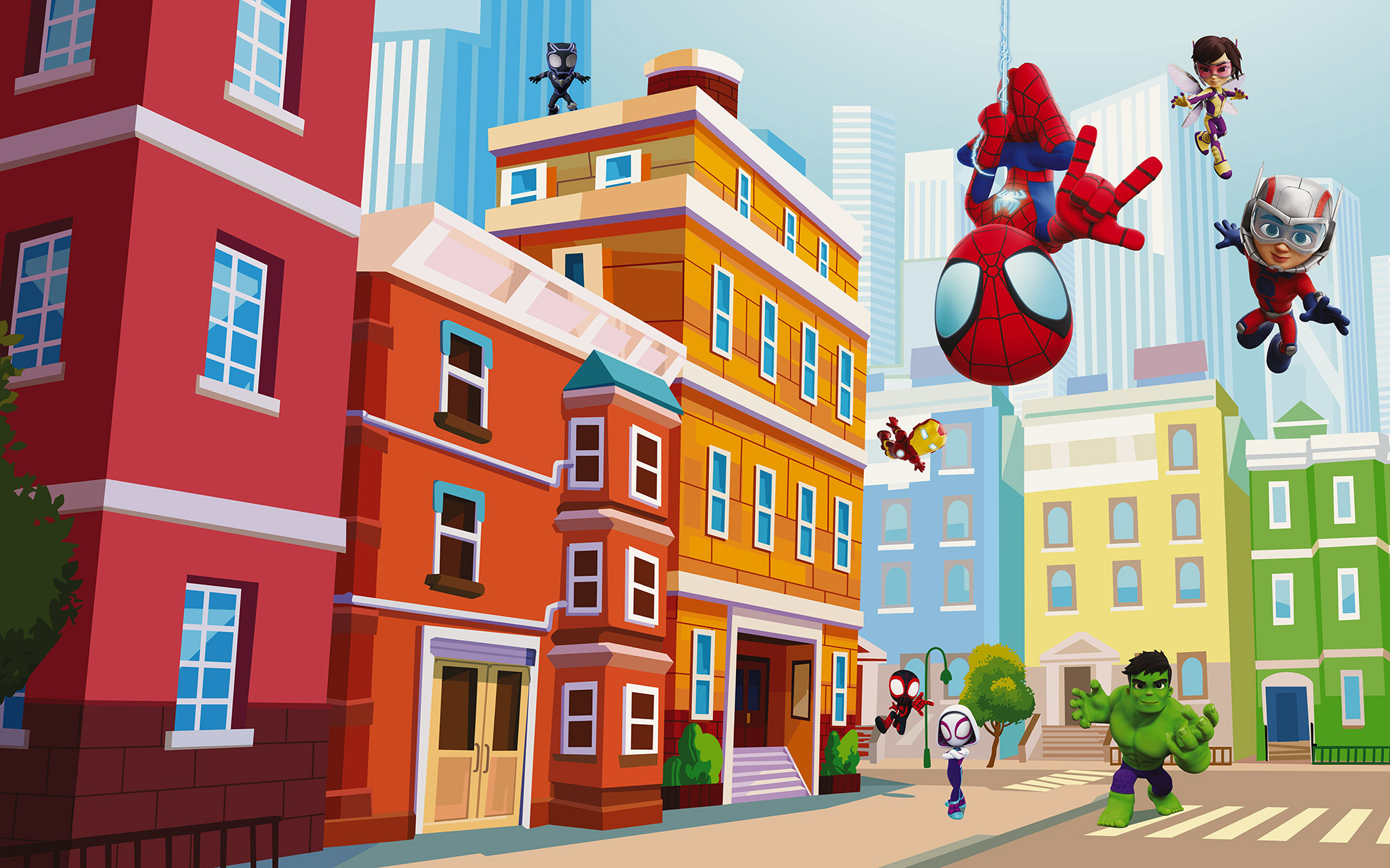 Papier peint Komar - Marvel Spidey and His Amazing Friends City - 400 x 250 cm, HEXOA