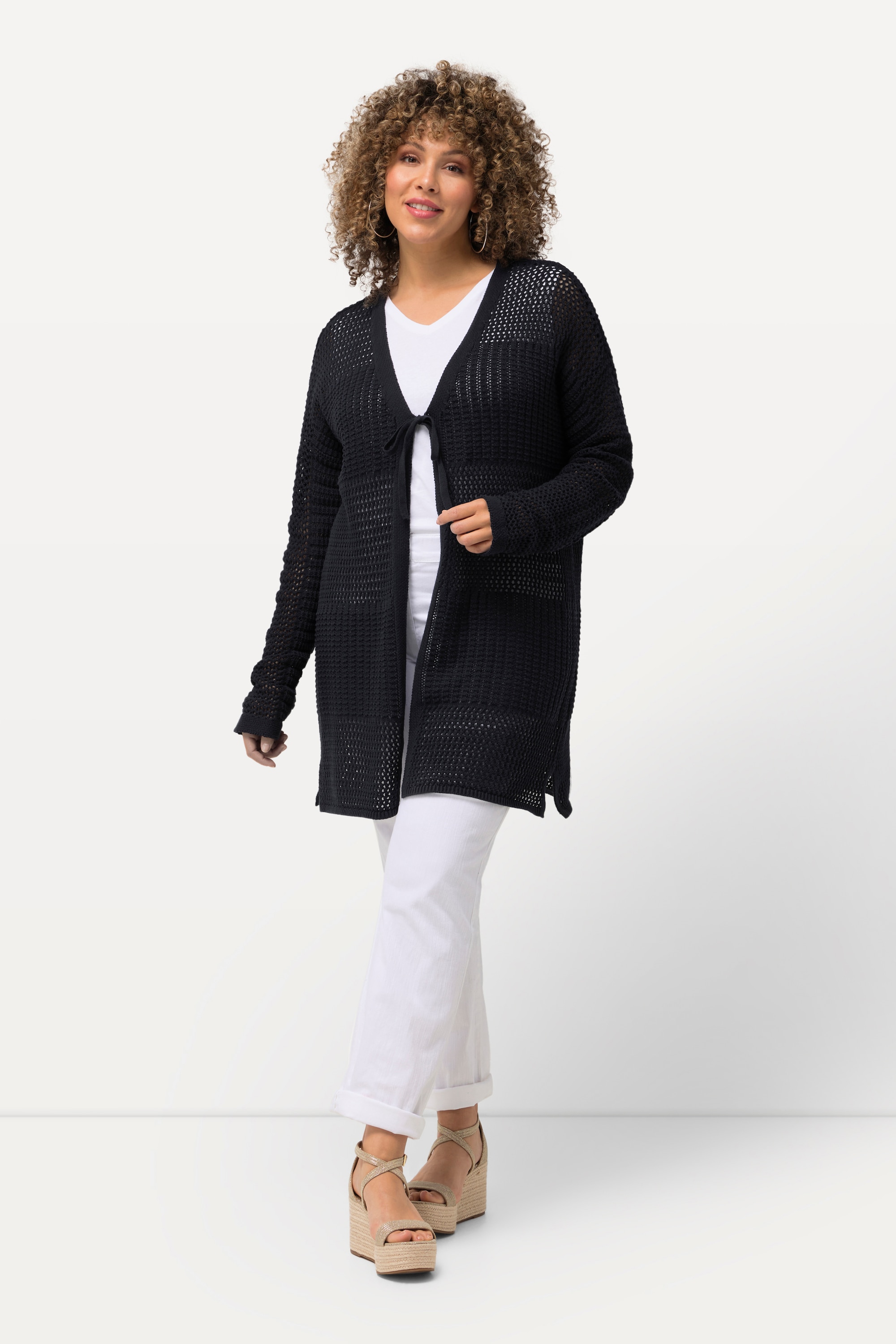 Cardigan oversize en maille ajourée., ULLA POPKEN