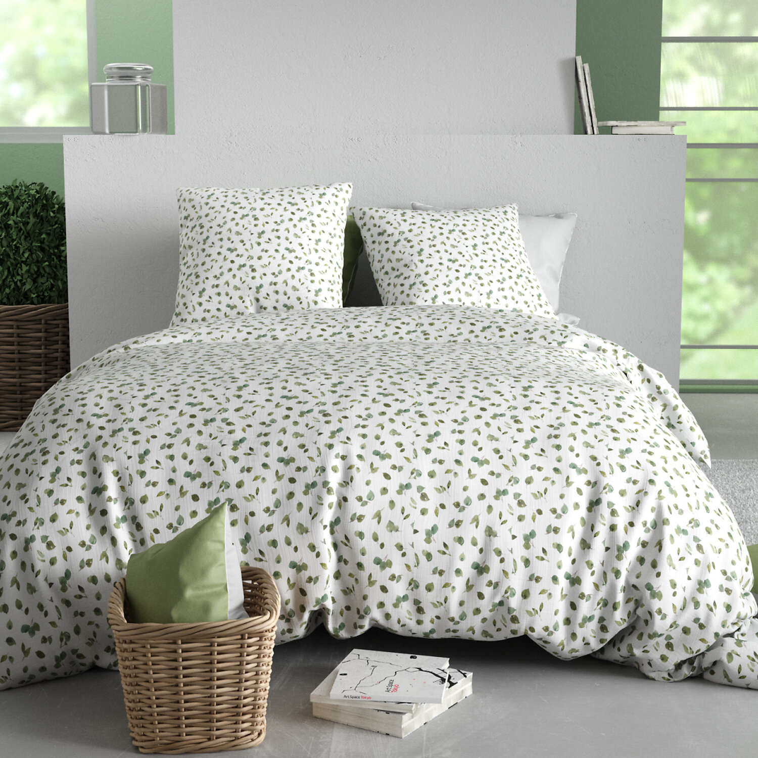 Paure coton imprimée couette et 2 taies, MERISE, ATELIER DU COTON