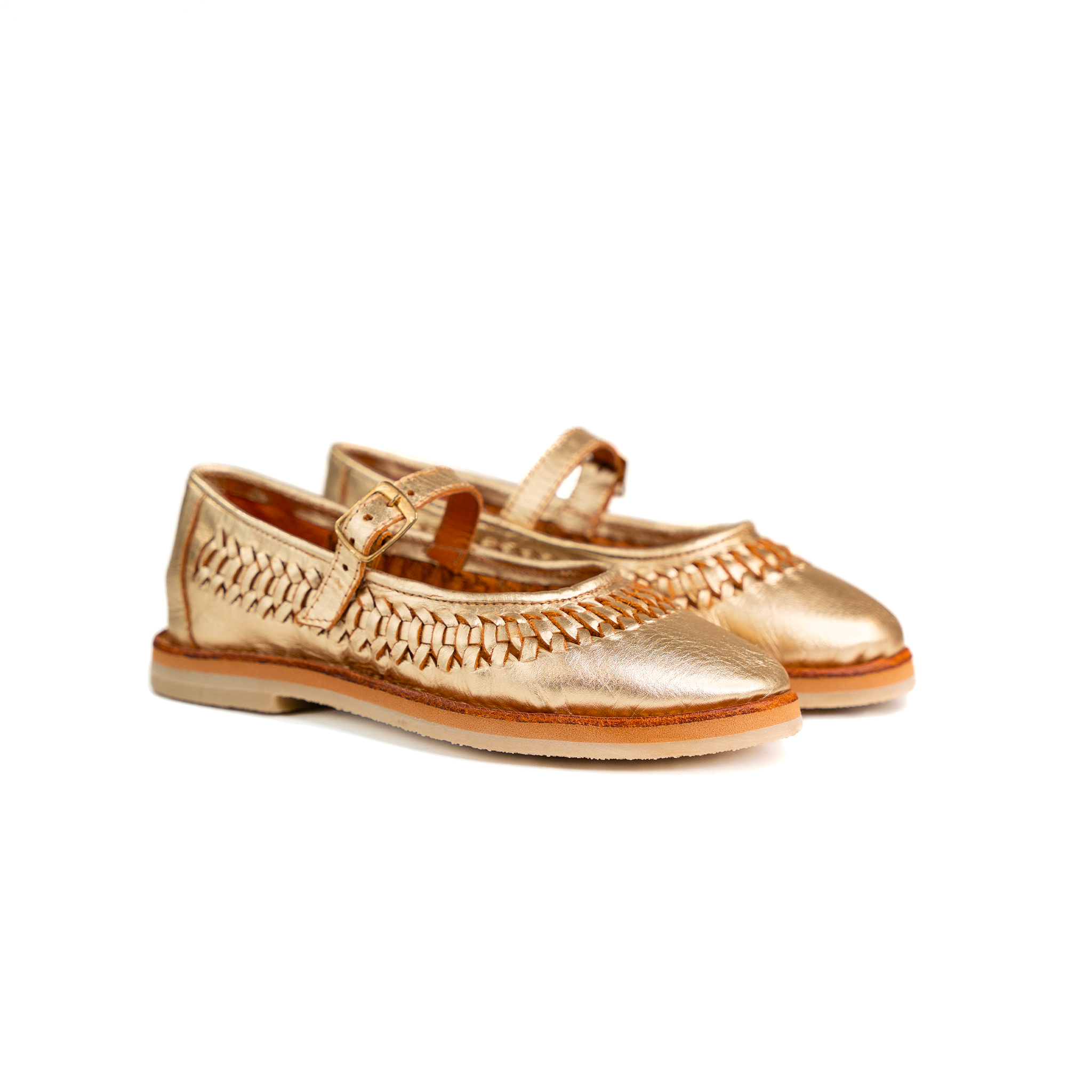 Sandale balerine en cuir tressé SOFIA, MAPACHE