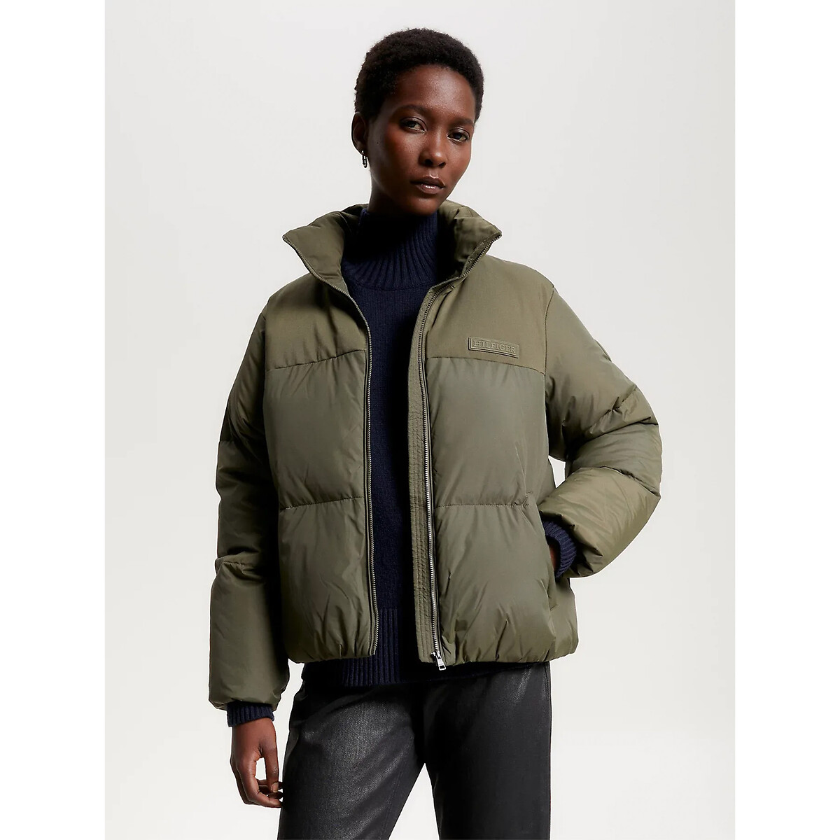 Padded Puffer Jacket with High Neck and Zip Fastening