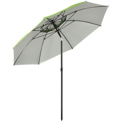 Parasol inclinable de jardin parasol de plage rond Ø 185 cm vert OUTSUNNY