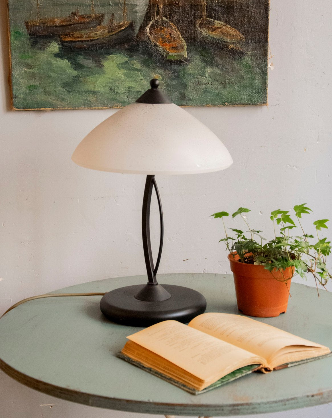 Lampe en fer forgé Suzanne N°644 - Bon état, DEBONGOUT