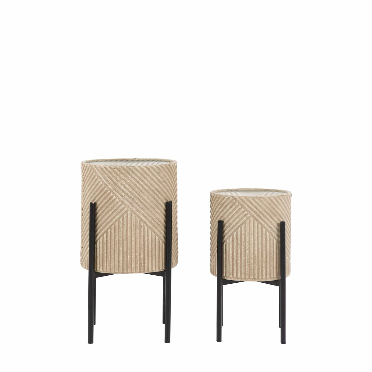 Set of 2 Anzi Planters in Stone/Black, ÉDITÉ
