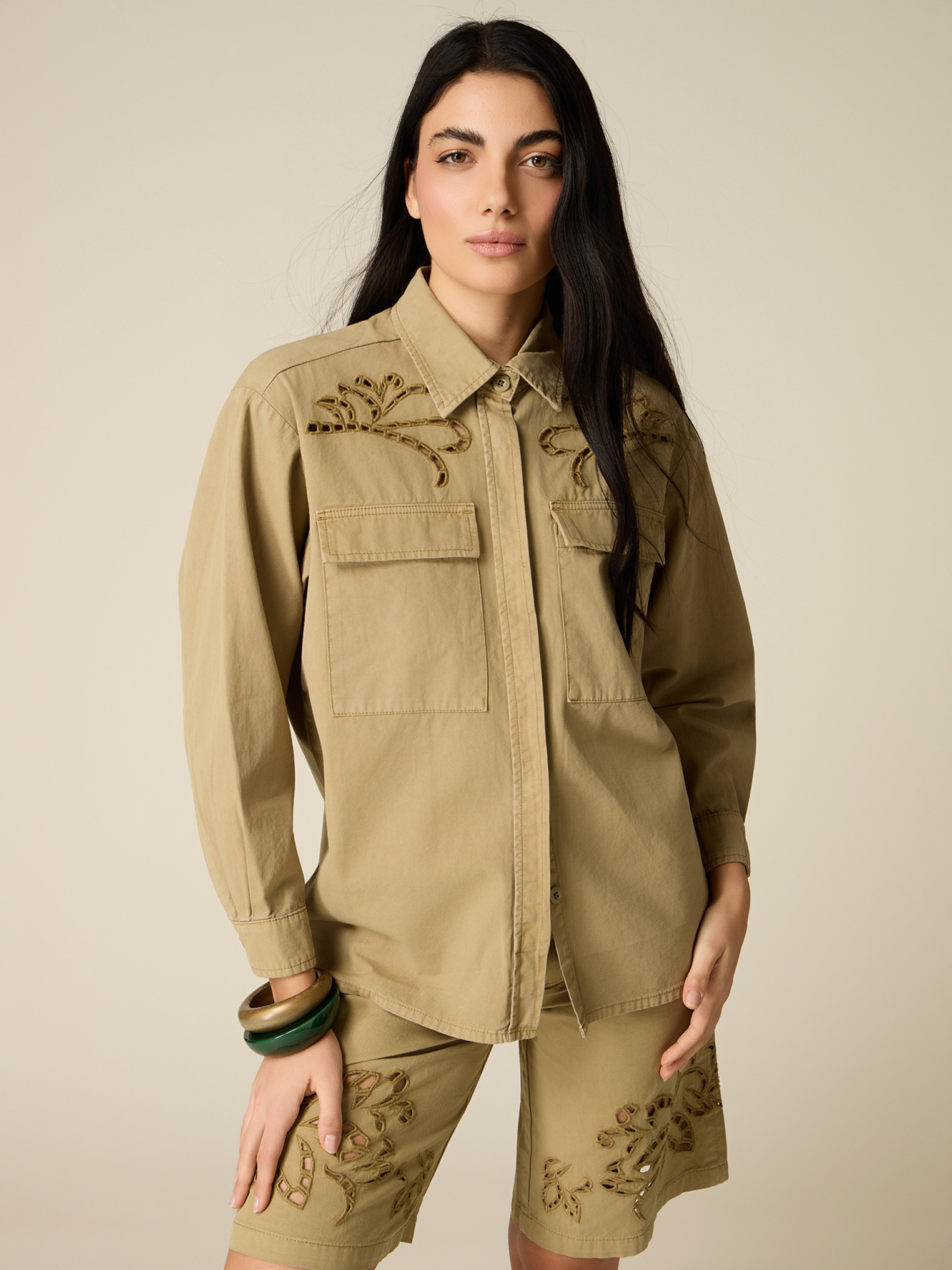 Chemise avec broderies see-through, OLTRE