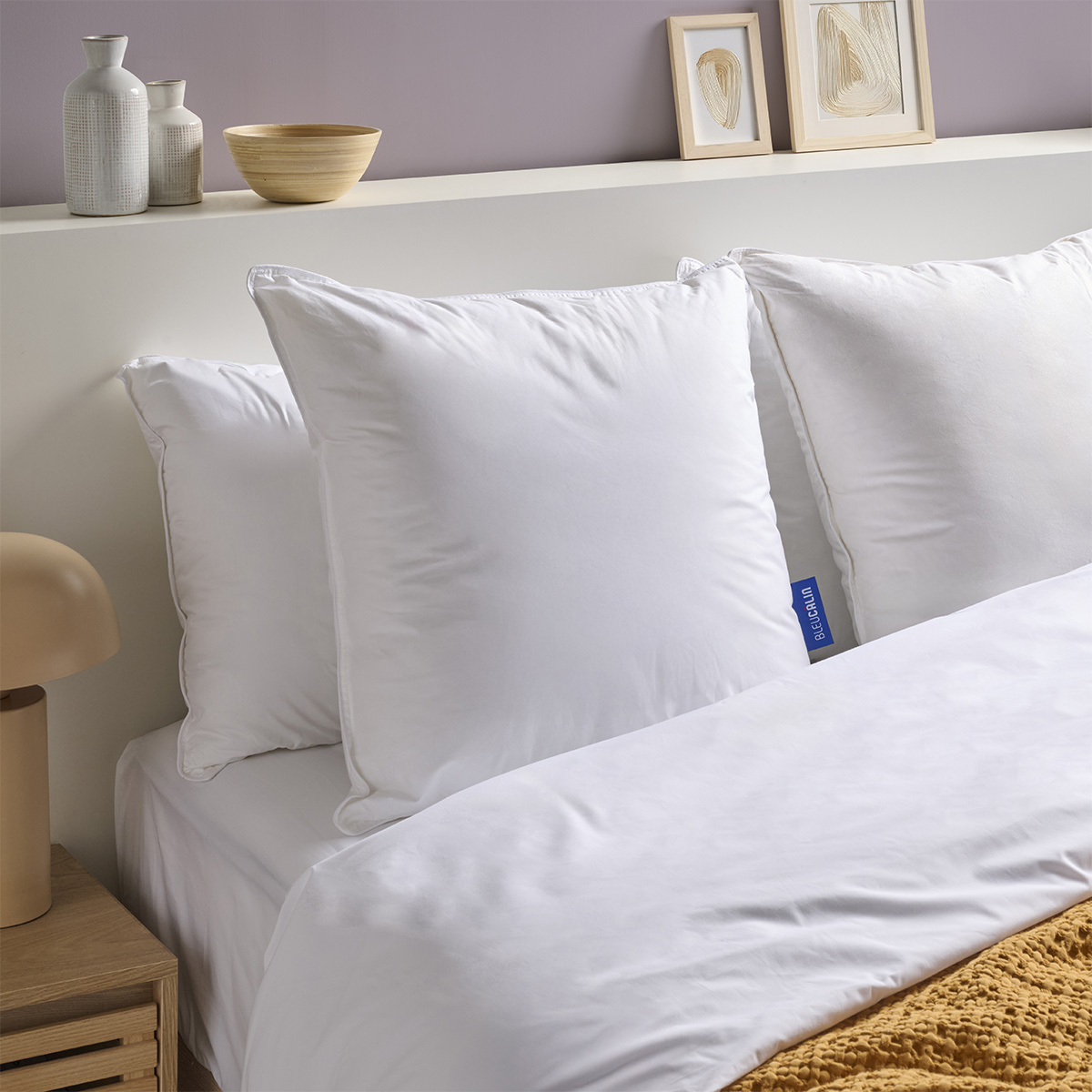 Oreiller souple duo duvet de canard et microfibre, BLEU CALIN