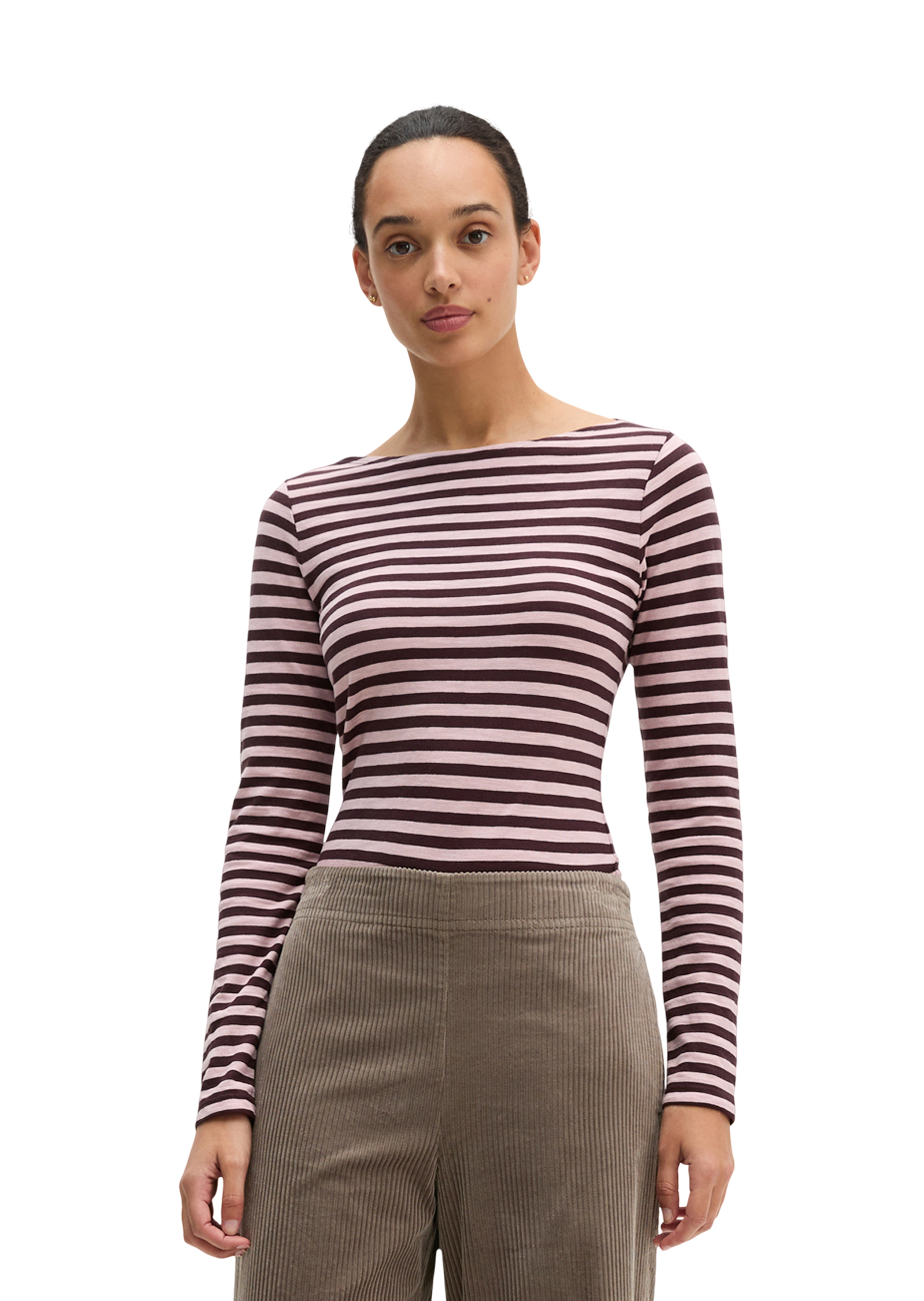 T-shirt long rayé regular en qualité Organic Cotton, MARC O'POLO