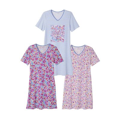 Pack of 3 Nightdresses with Short Sleeves in Cotton DAMART
