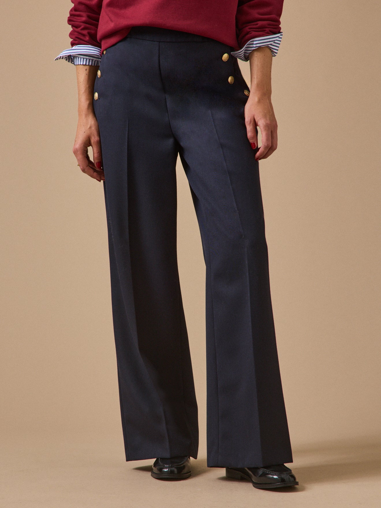 Pantalon large à pont boutons dorés Maé, CYRILLUS