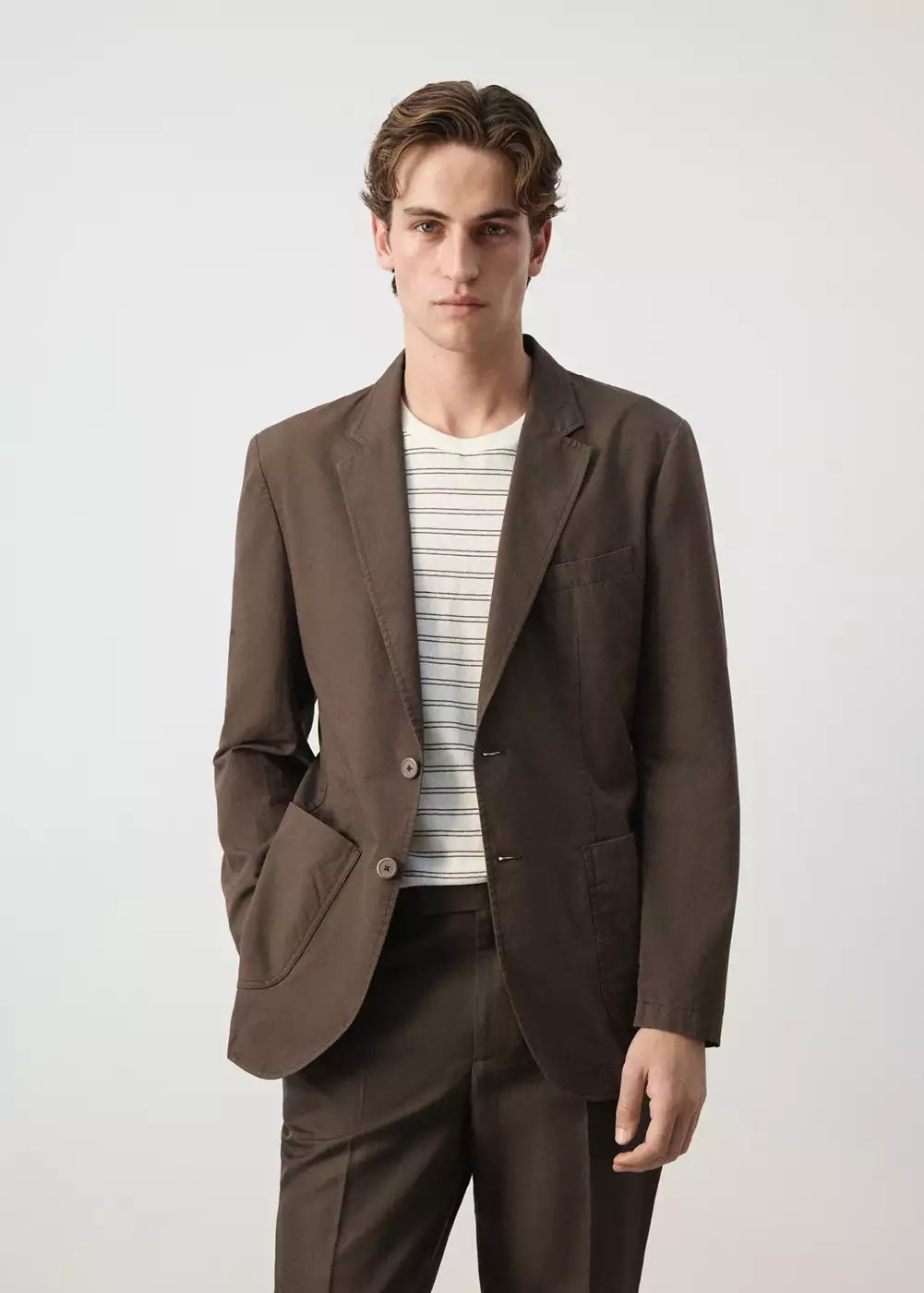 Veste slim fit mélange de coton et lyocell, MANGO MAN