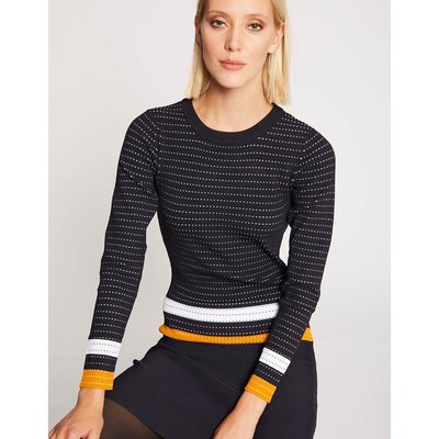 Striped Ribbed Flared Dress with Long Sleeves MORGAN