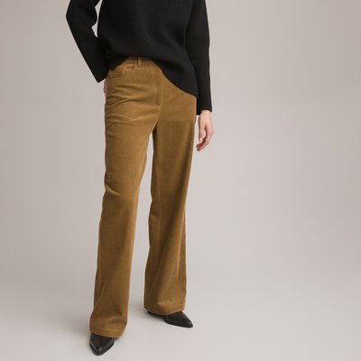 Corduroy Wide Leg Trousers, Length 31.5" LA REDOUTE COLLECTIONS
