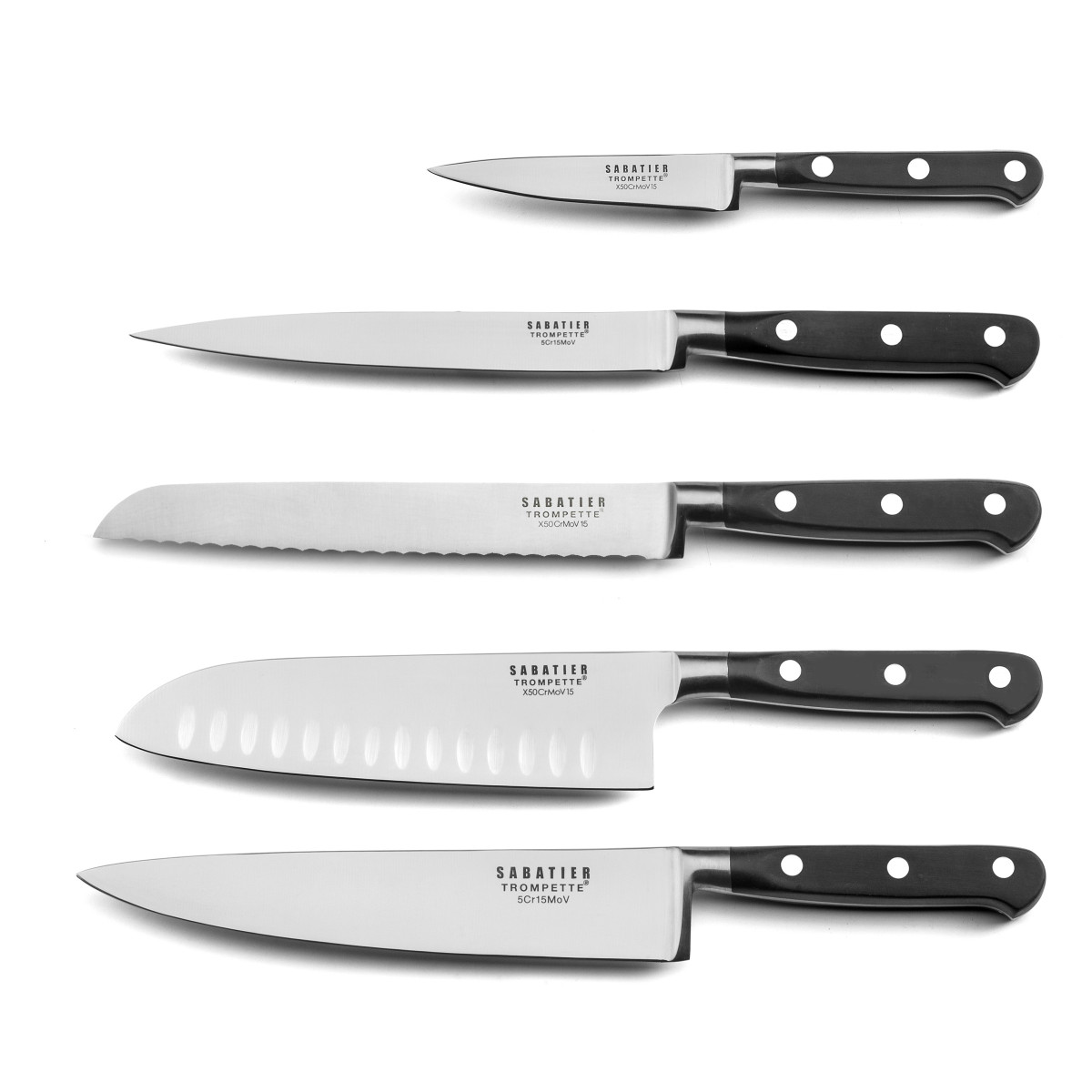 Set 5 couteaux de cuisine - ORIGIN, SABATIER TROMPETTE