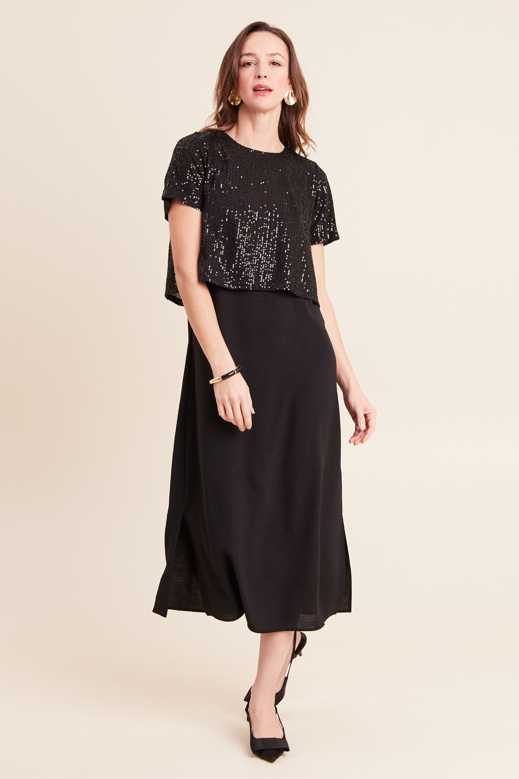 Robe longue évasée 2 en 1 col rond, BREAL