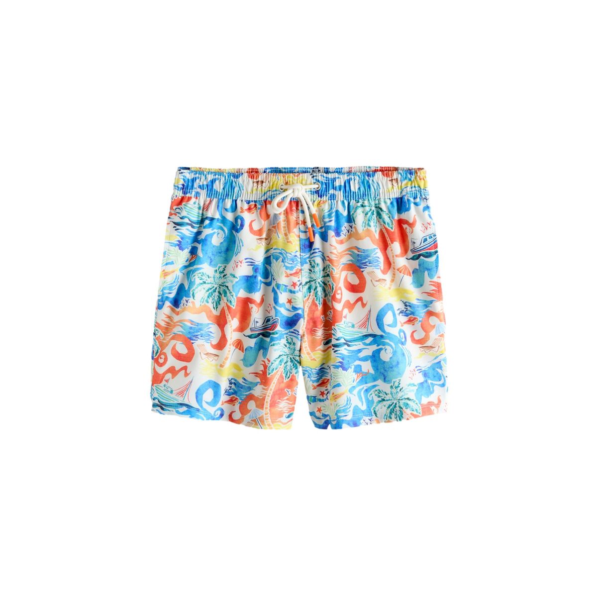 Short de bain imprimé en mélange lin 13 cm, NEXT