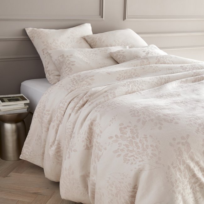 Songo Foliage Cotton and Linen Duvet Cover, ivory/dusty beige, AM.PM