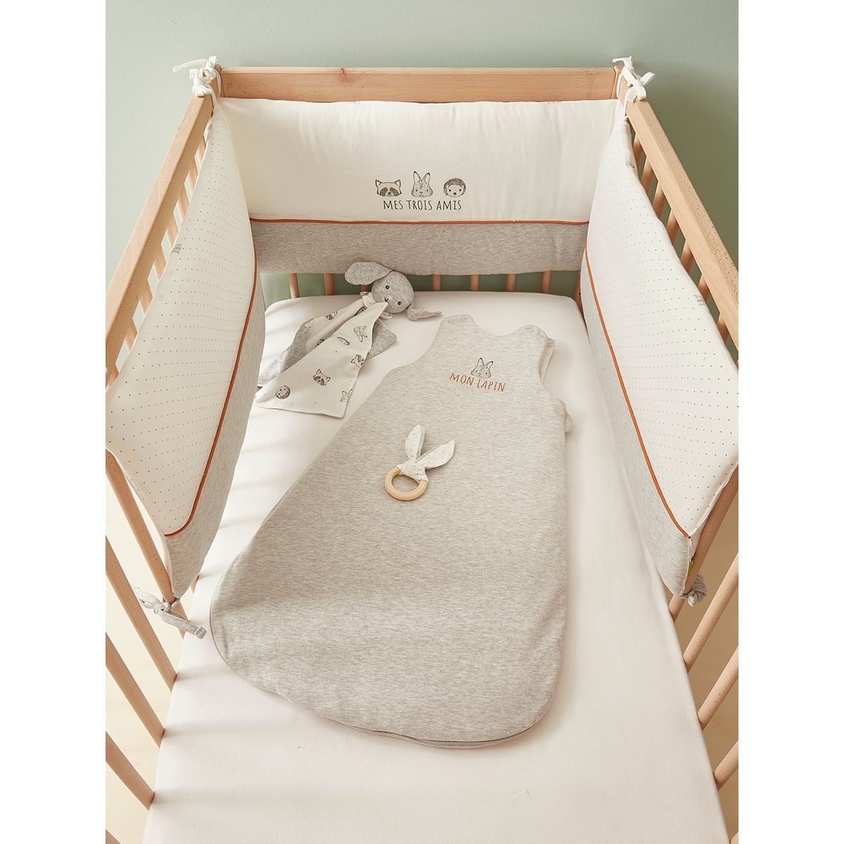 Tour De Lit En Coton Bio Mini Compagnie Ecru Gris Vertbaudet La Redoute