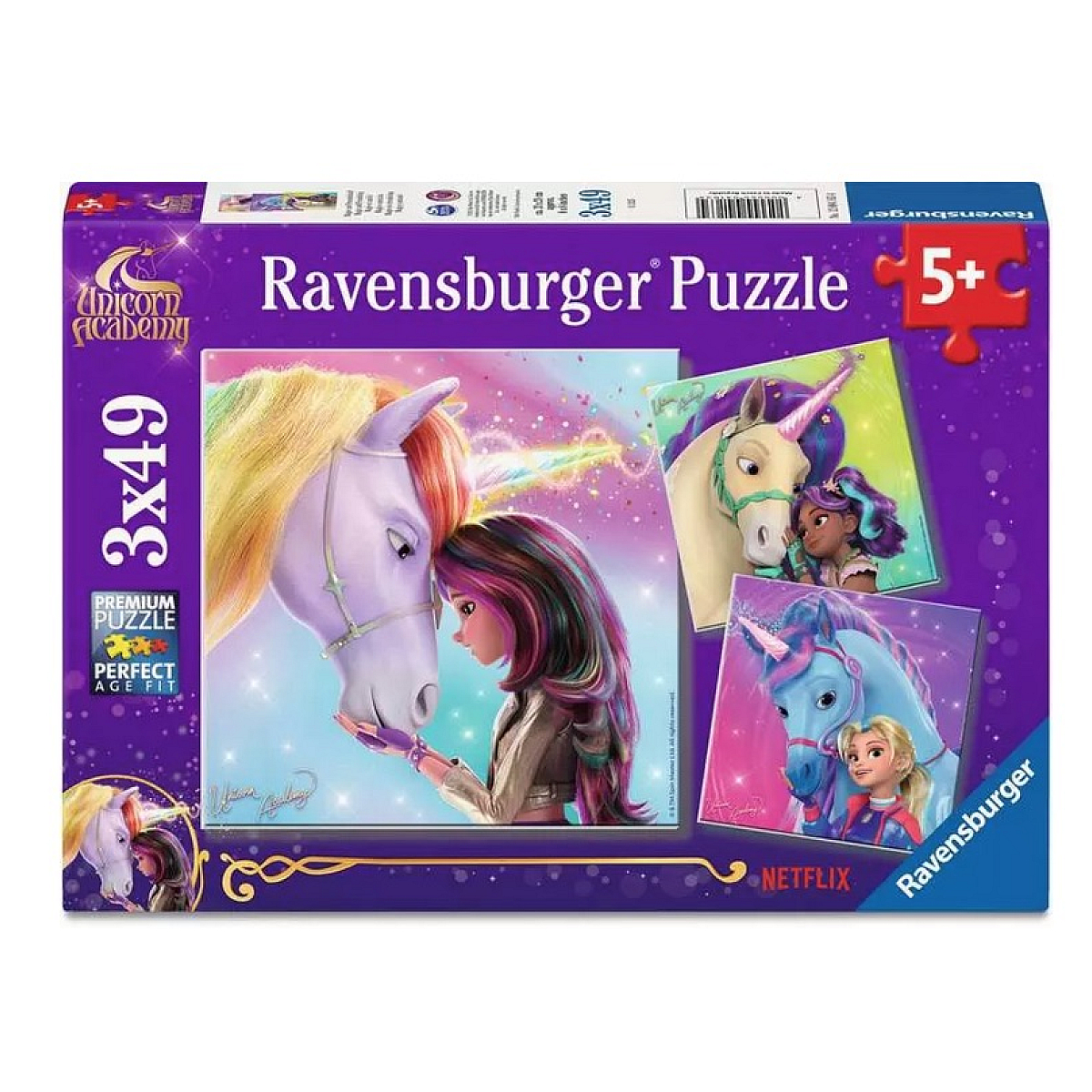 Puzzle 3x49 pieces - Magie et amitie Unicorn Academy, RAVENSBURGER