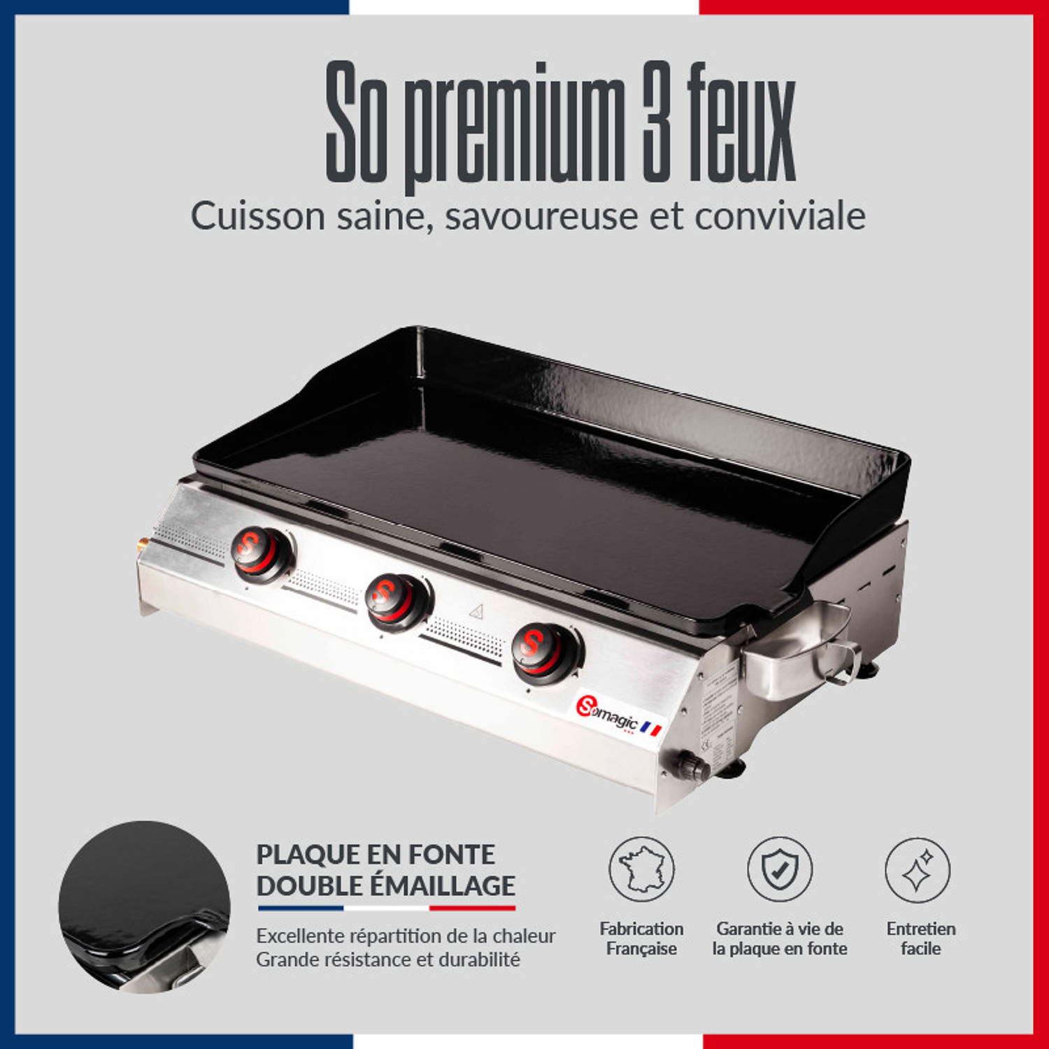 Plancha gaz à poser pour 20 convives, So Premium, SOMAGIC