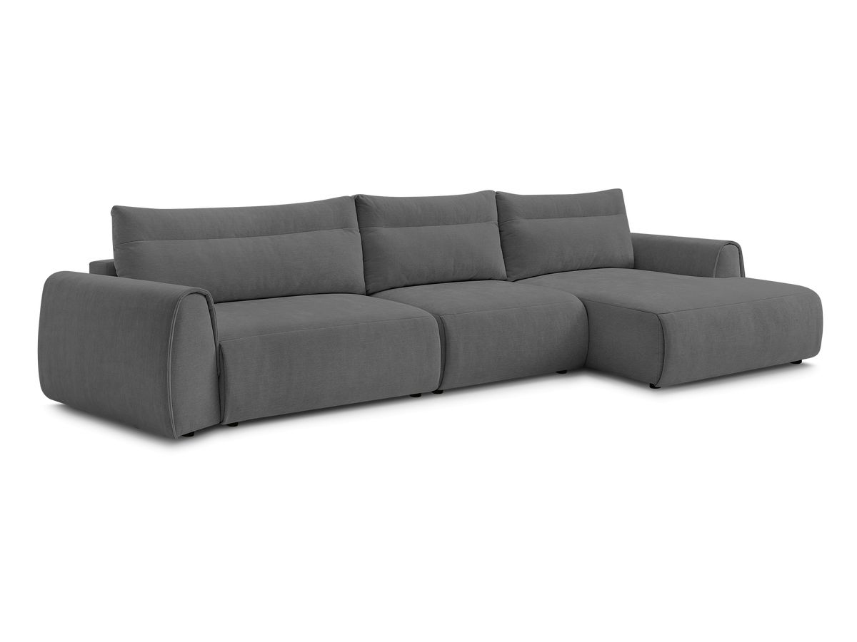 Canapé d'angle fixe 4 places en tissu lisse, ADEN, BOBOCHIC