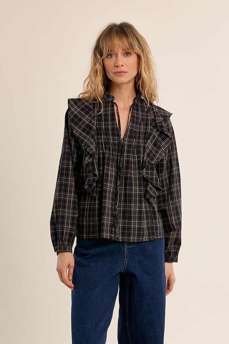 Blouse volantée à carreaux, MOLLY BRACKEN