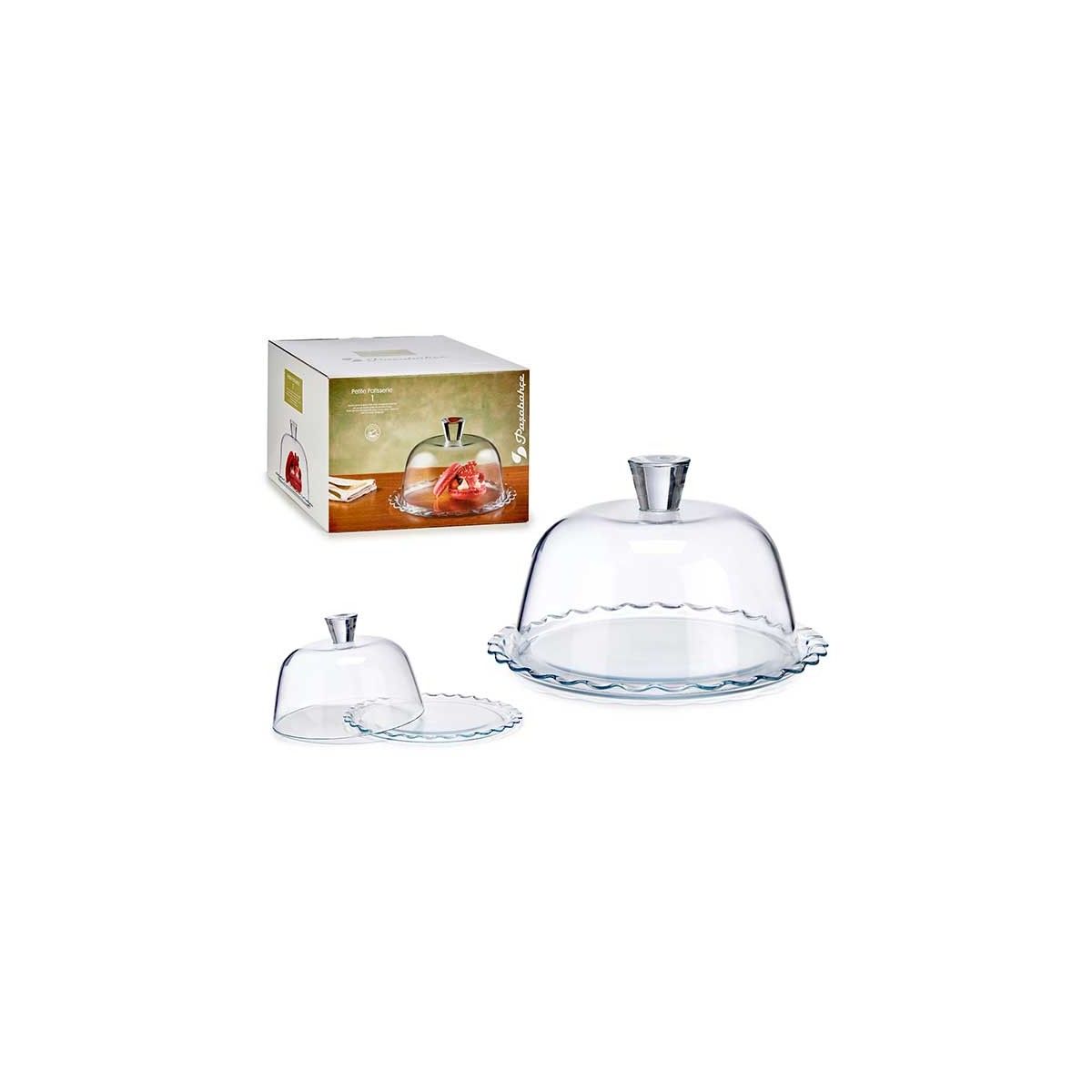 Plateau WADIGA Présentoir à gâteau sur pied 32 cm et sa cloche en verre -  Pasabahce - Transparent - Verre