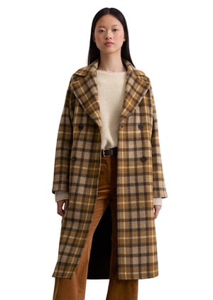 Manteau En Laine à Carreaux Pour Femme - Cardigan Long Boutonné, Poches Poitrine, Manches Longues - Chaud Et Décontracté Pour Automne/hiver - Tissu Doux Coupe Ample