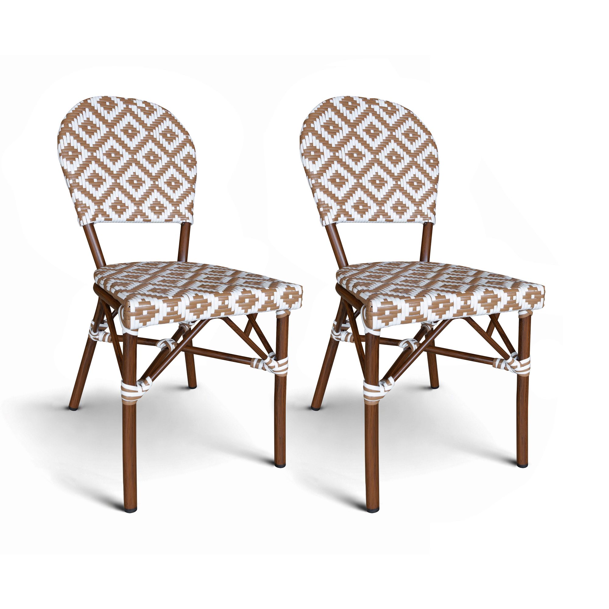 Lot de 2 chaises de terrasse effet rotin naturel, SCALA, NOW'S HOME