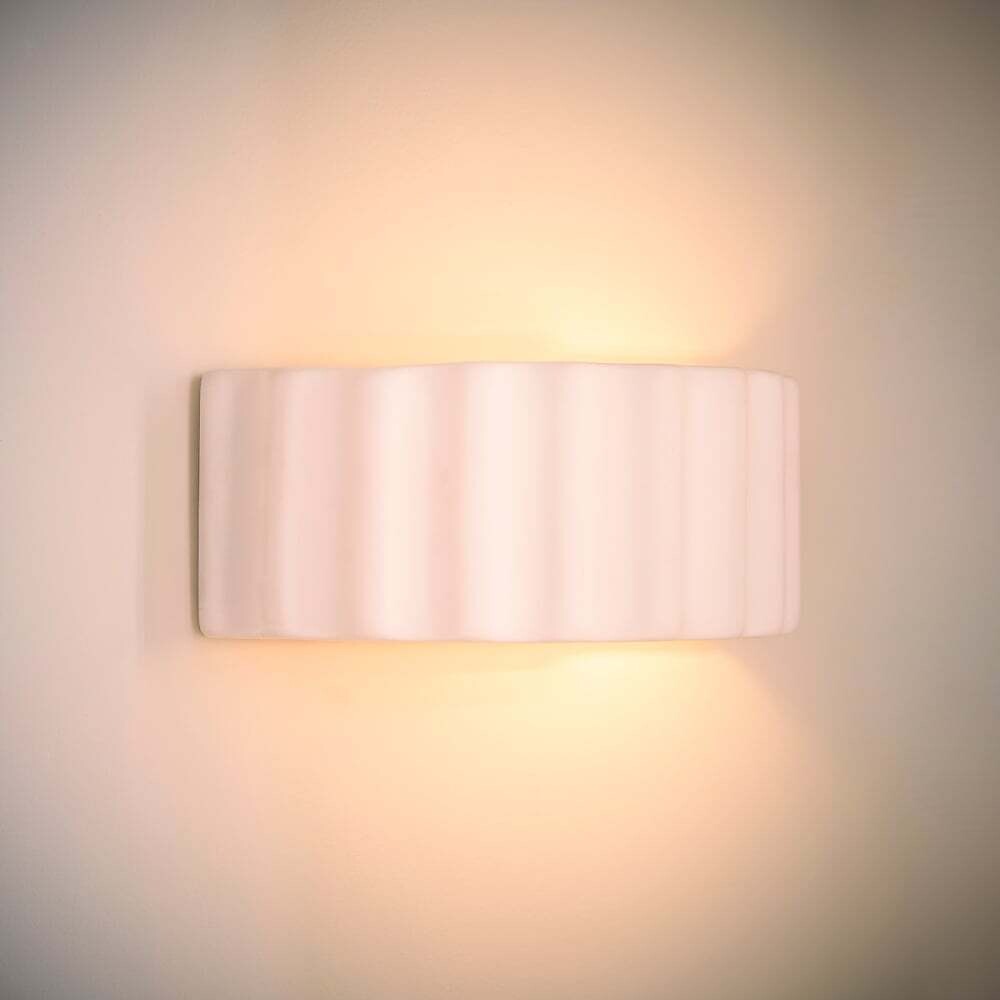 Paolo 'Paint Me' Stoneware Ribbed Flush Wall Light, SO'HOME