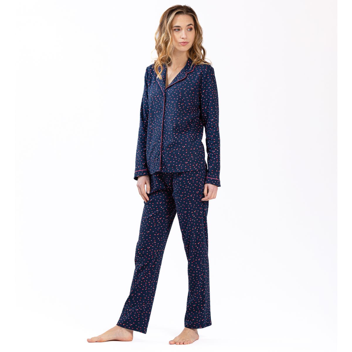 Femme Grain De Malice Haut De Pyjama Imprimé Coeur Marine