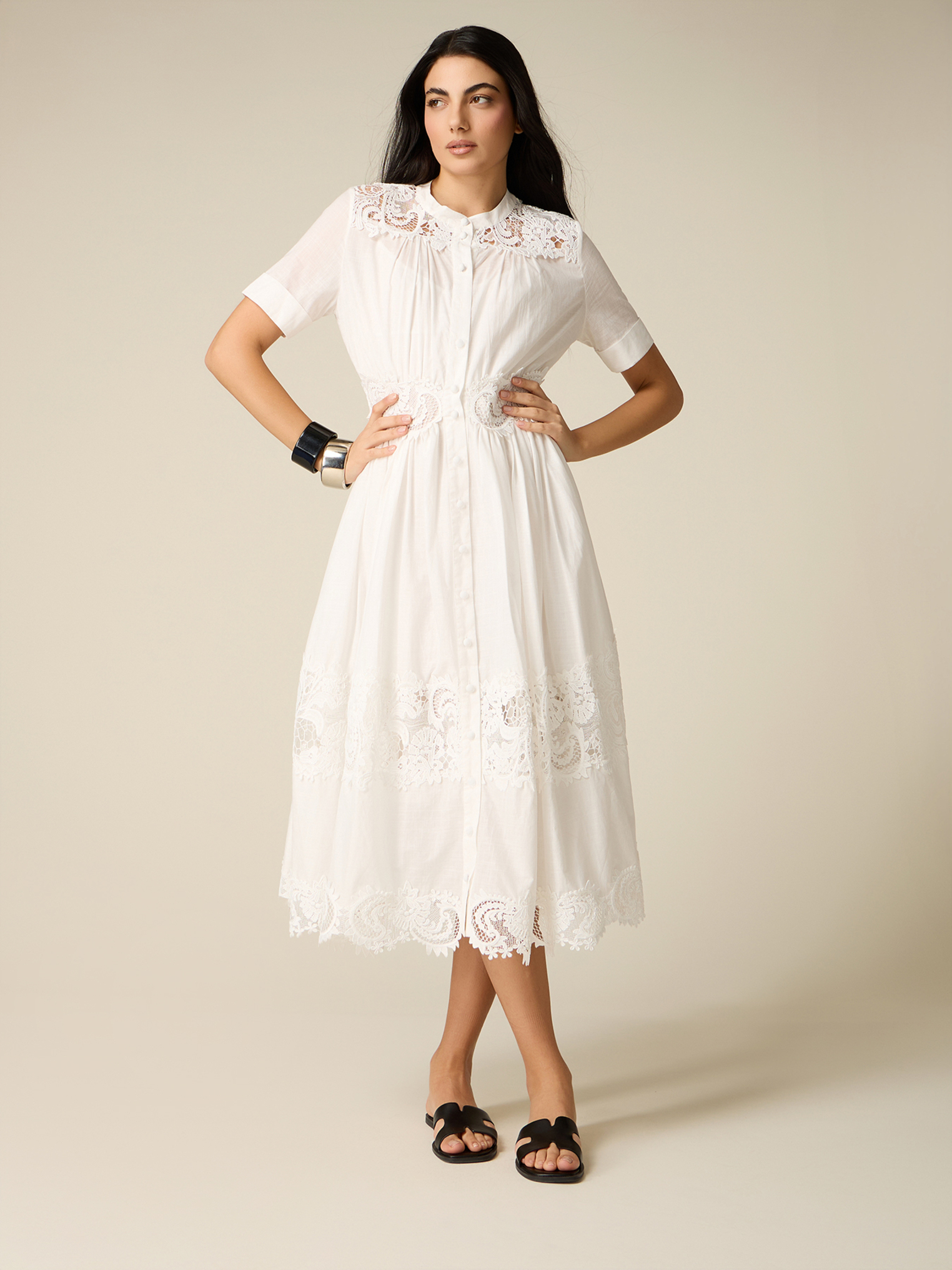 Robe chemisier avec dentelle, OLTRE